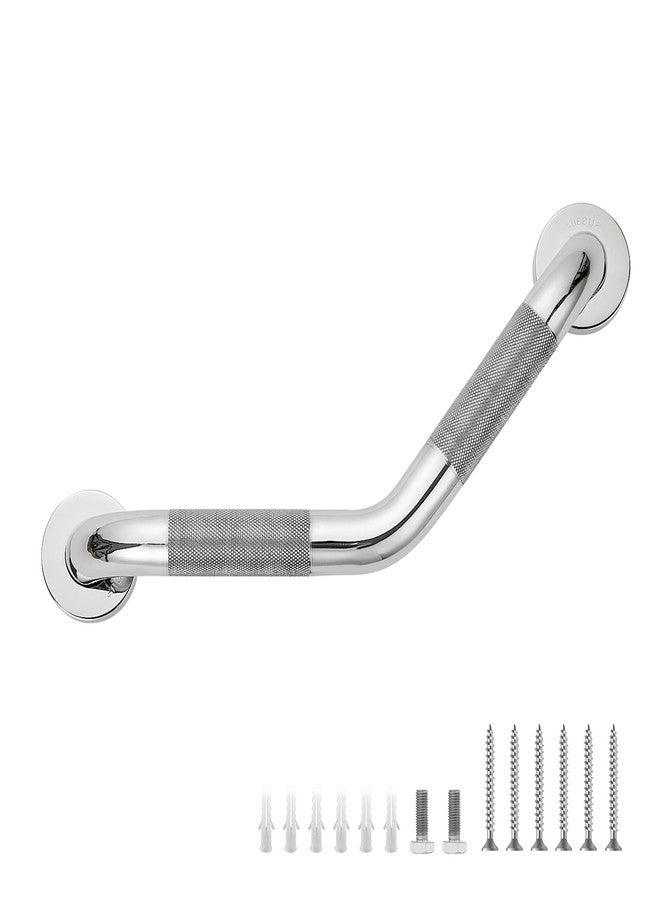 JOY DECOR Grab Bars for Bathtubs and Showers- 1-1/4 x 16 Angled Shower Grab Bar for Seniors Knurled Stainless Steel Handicap Grab Bars for Wall, 15" Hole Center (Polished Nickel, 1 Pack) - Image 1
